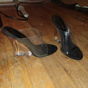 Clear wedge heels